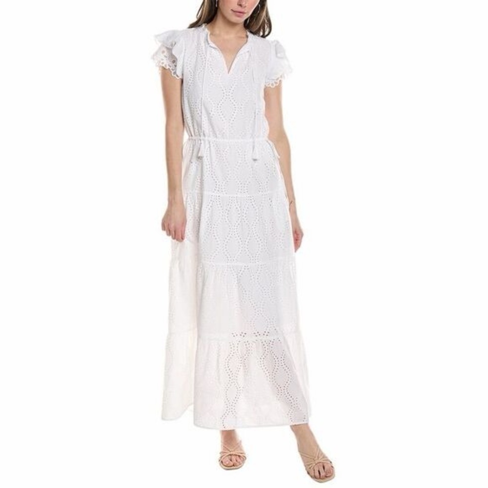 J.McLaughlin Solid Elana Maci White Eyelet Dress Size L
